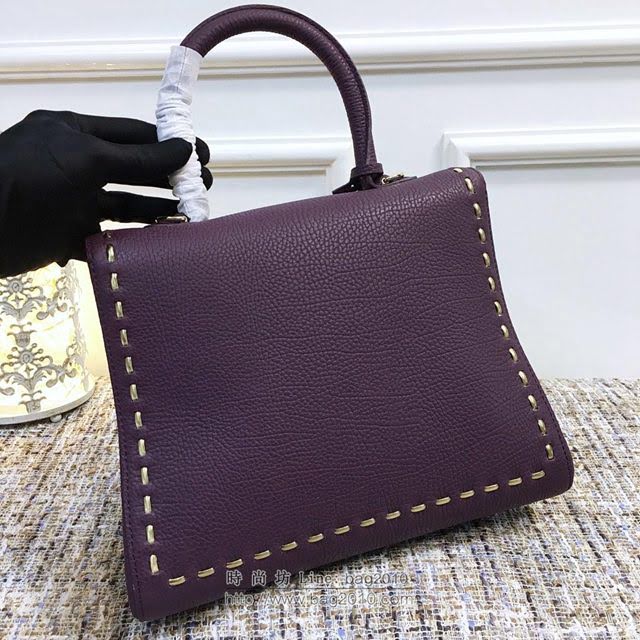 DELVAUX女包 Delvaux brilliantMM不銹鋼蛇鏈外縫 原版皮 德爾沃女手提包 DF0028蛇鏈紫 大號 Delvaux女單肩斜挎包  fcs1120